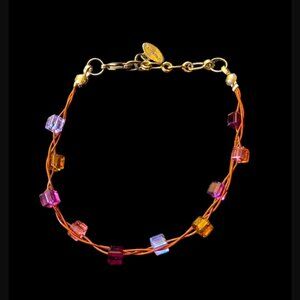 Etalon Jenavi Gold Tone Wire Wrap Square Crystal Size 7.25" Bracelet